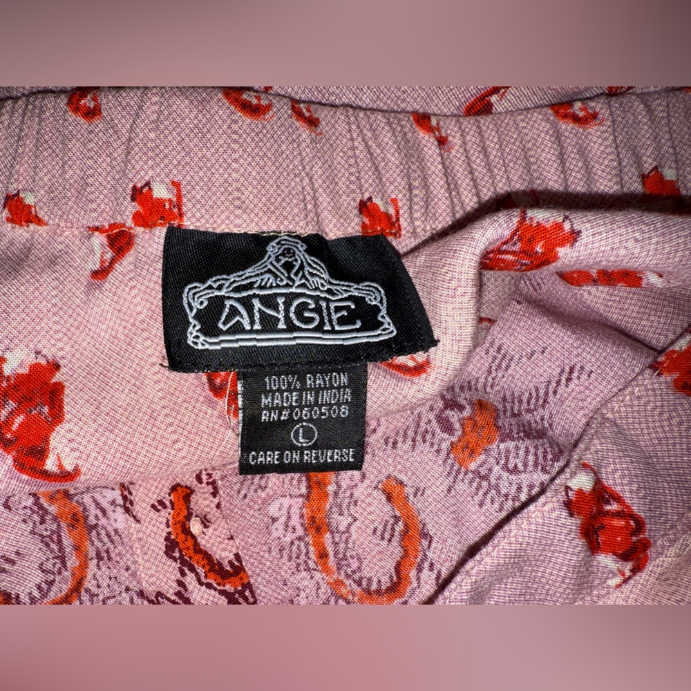 Angie Boho Paisley Midi Skirt Pink Rayon Hanky Hem Festival Y2K Chic- Large - Picture 2 of 7